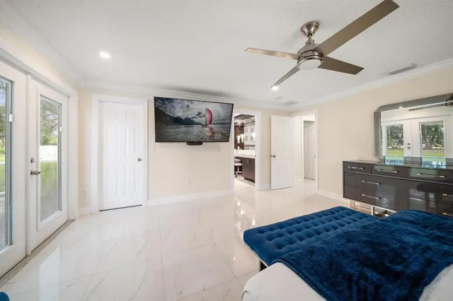 a bathroom with a shower and toilet