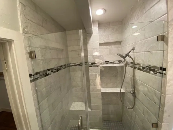 a bathroom with a shower