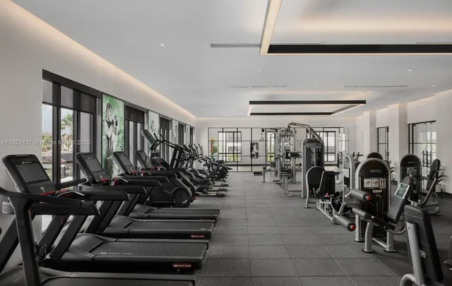 a view of a room with gym equipment