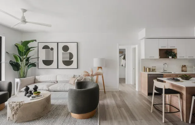 a living room with furniture