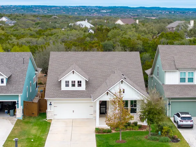 an aerial view of a house