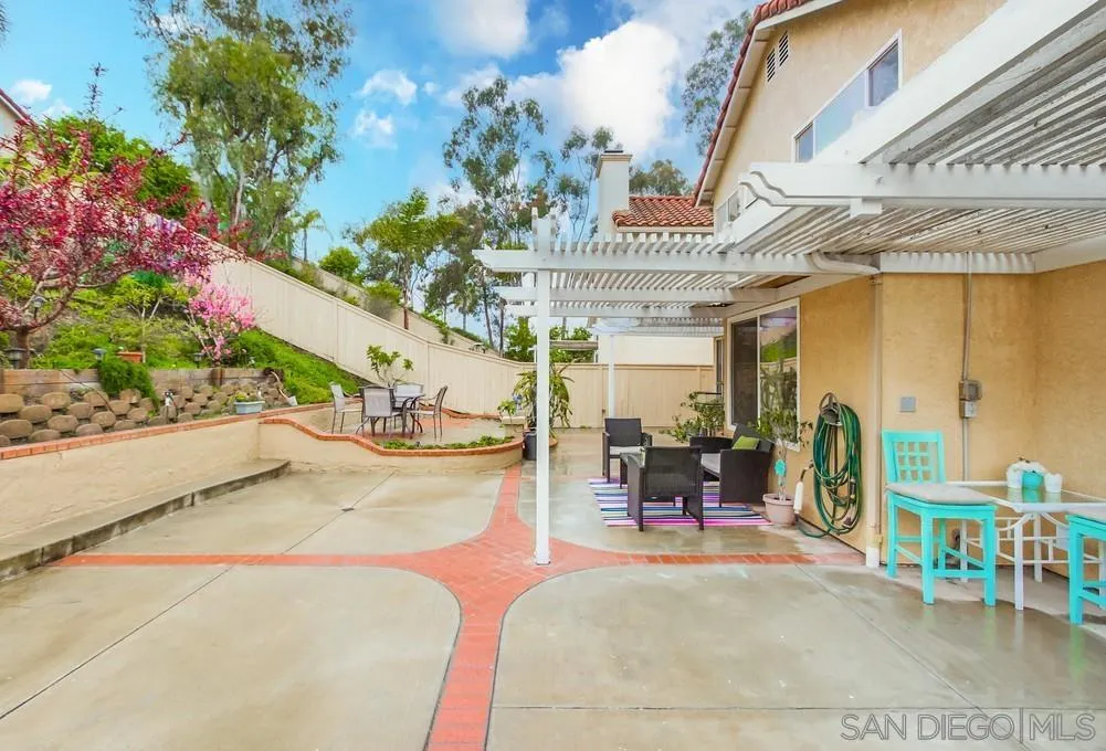 1507 Promontory Ridge Way Vista, CA 92081 - Photo 21 of 28 a view of a patio with table and chairs potted plants