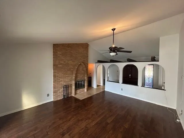 a front view of a house with a fireplace