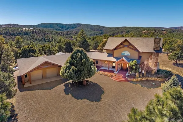 an aerial view of a house