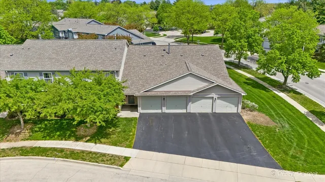 an aerial view of a house