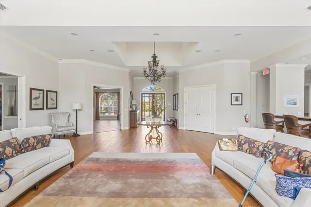 a view of a livingroom with furniture and a fireplace