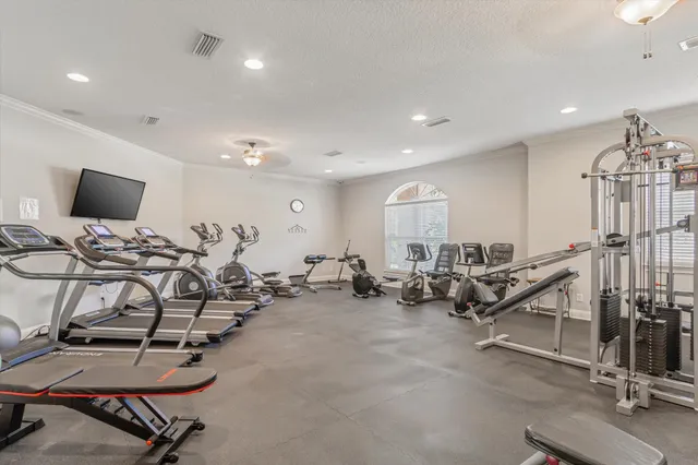 a view of a table and chairs in the garden