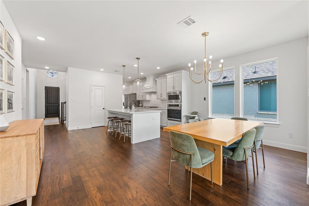 5244 Ranchero Trail Fort Worth, TX 76126 - Photo 14 of 33 Dining room with a chandelier, dark wood-type flooring, and recessed lighting