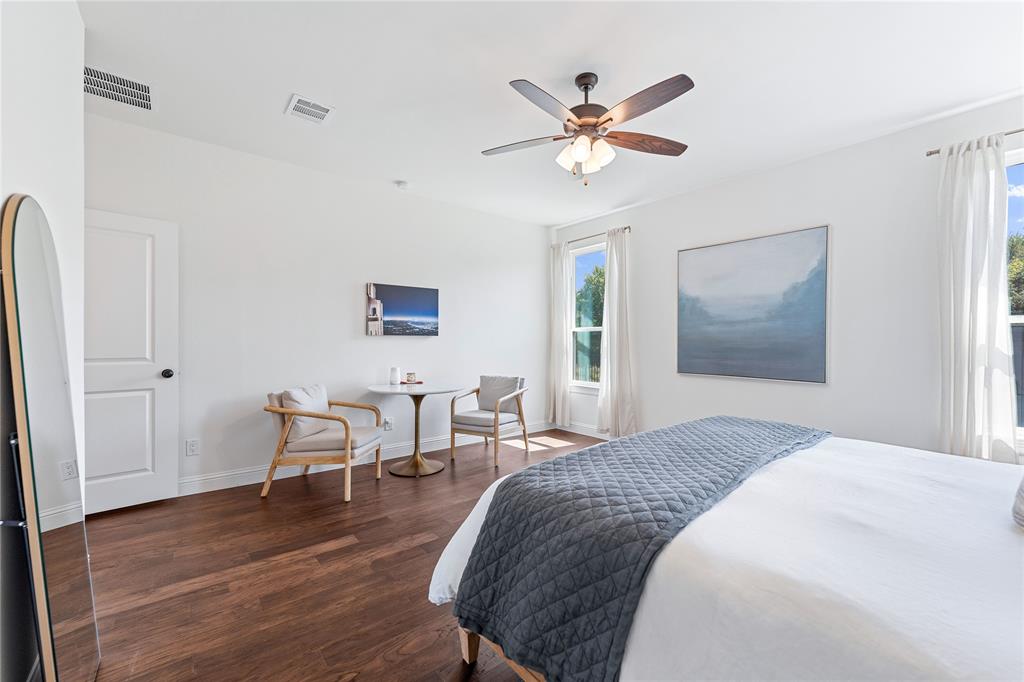 5244 Ranchero Trail Fort Worth, TX 76126 - Photo 17 of 33 Bedroom with dark wood-type flooring and a ceiling fan