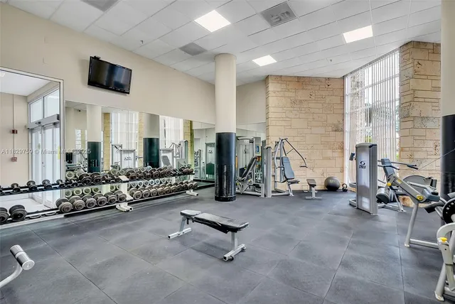 a view of a room with gym equipment