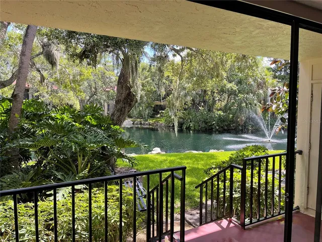a view of lake from a balcony
