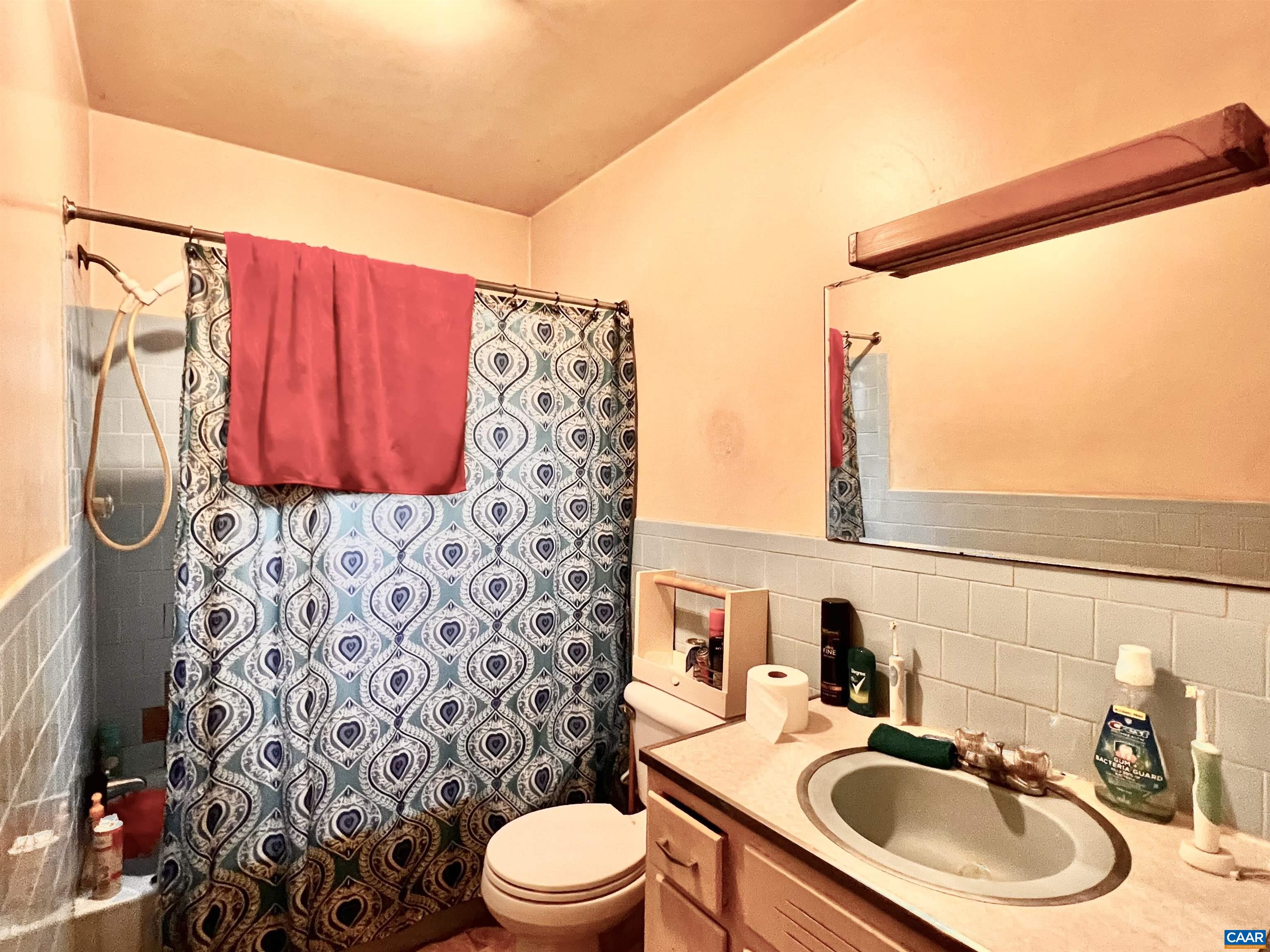 11697 Spotswood Trail Ruckersville, VA 22968 - Photo 41 of 53 a bathroom with a sink a toilet and shower curtain