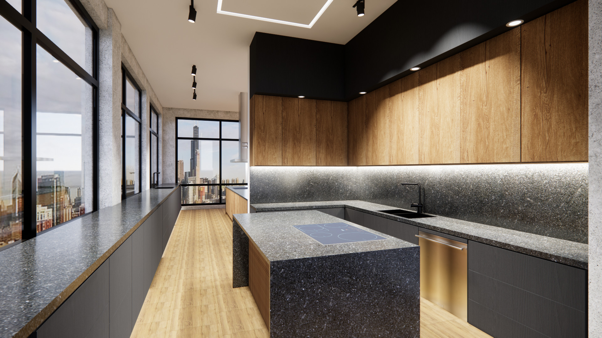 1530 South State Street, Unit 18AB Chicago, IL 60605 - Photo 50 of 54 a kitchen with stainless steel appliances granite countertop a sink and a refrigerator