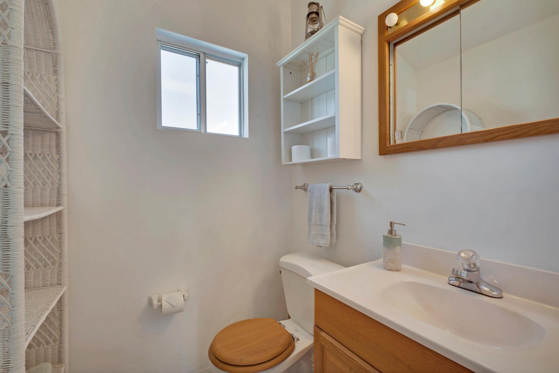 11 Oakhurst Road Hampton Bays, NY 11946 - Photo 12 of 20 a bathroom with a sink vanity and a toilet