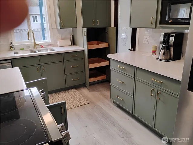 a close view of kitchen sink