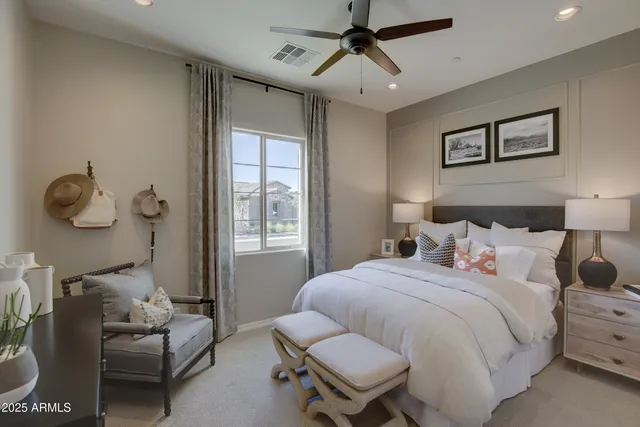 a workspace with furniture window and outside view