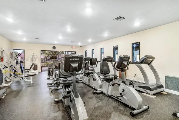 a view of a room with gym equipment