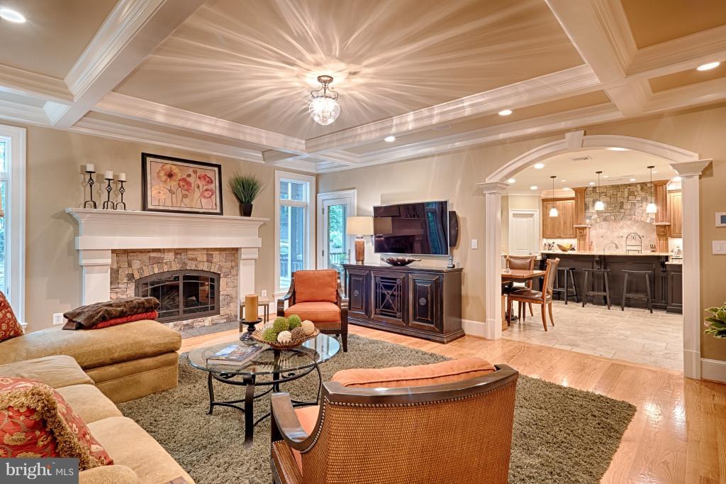 1301 Sawbridge Way Reston, VA 20194 - Photo 8 of 30 a living room with furniture a fireplace and a flat screen tv