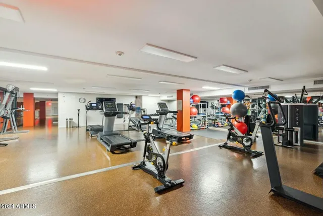 a view of a room with gym equipment