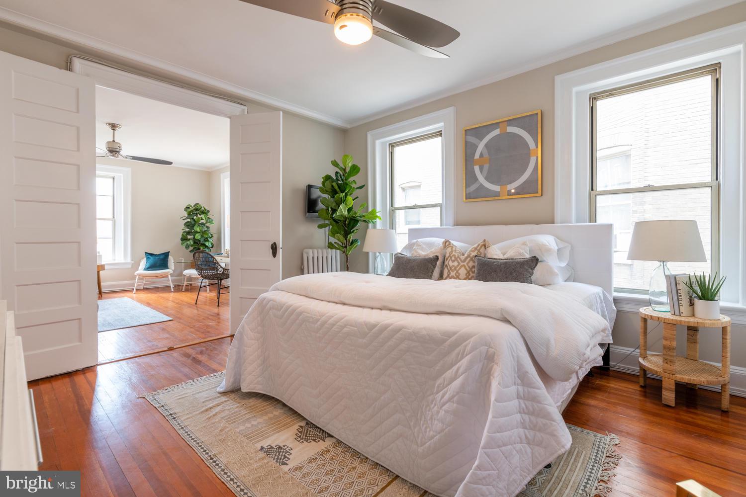 2022 Columbia Road Northwest, Unit 606 Washington, DC 20009 - Photo 18 of 52 Bedroom #1 with double doors to Living Room.