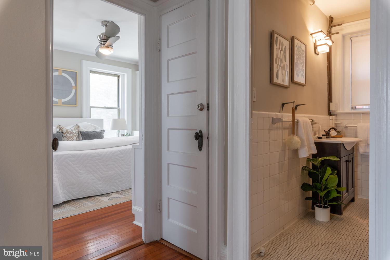 2022 Columbia Road Northwest, Unit 606 Washington, DC 20009 - Photo 21 of 52 Hallway view into Bedroom #1 and Bathroom.