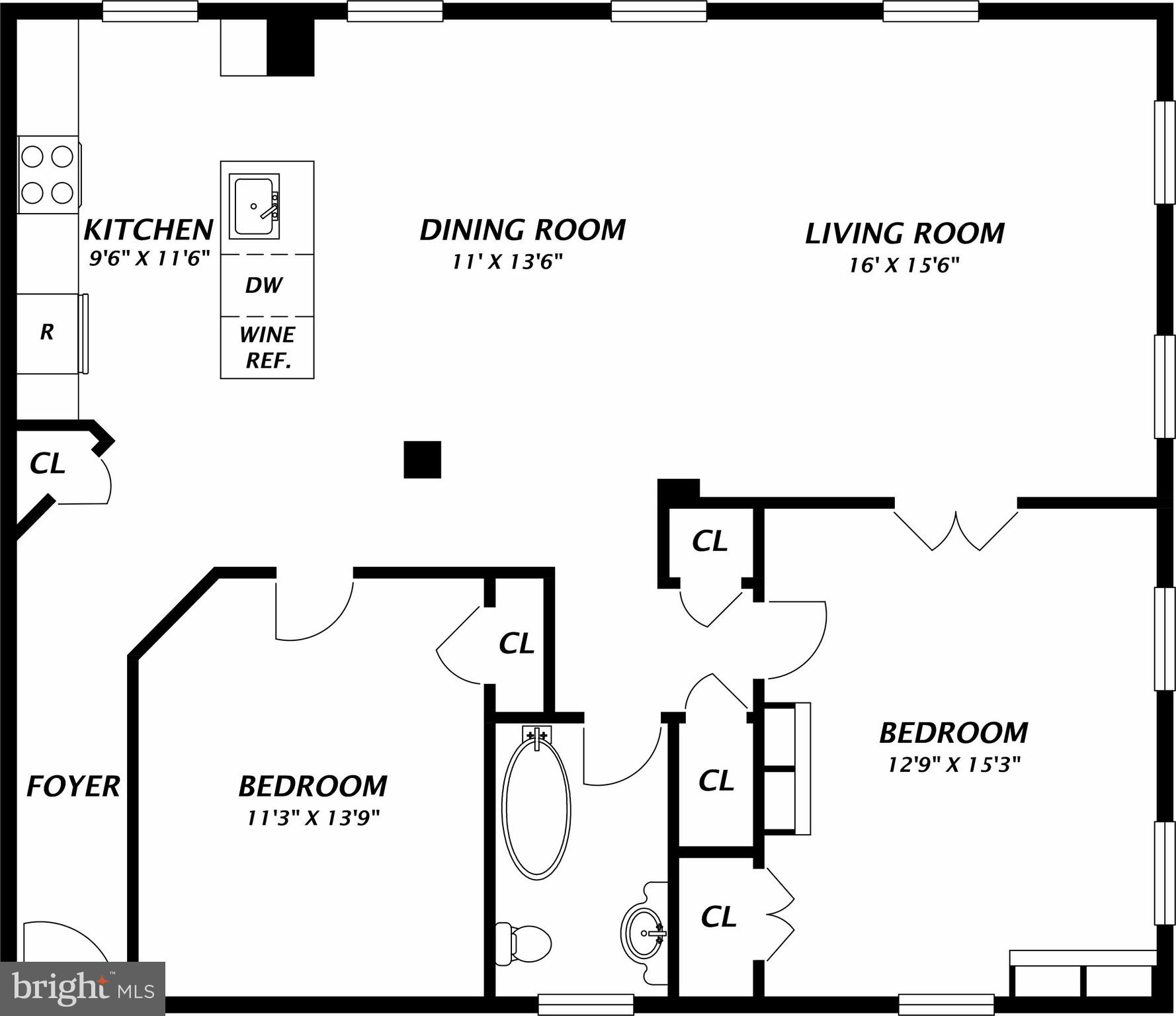 2022 Columbia Road Northwest, Unit 606 Washington, DC 20009 - Photo 52 of 52 Floor plan showcasing 1,155 square feet.