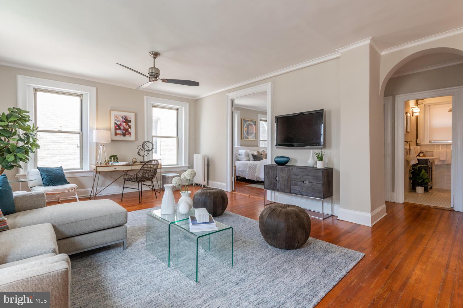 2022 Columbia Road Northwest, Unit 606 Washington, DC 20009 - Photo 4 of 52 Living Room view towards Bedroom #1 and Bathroom.