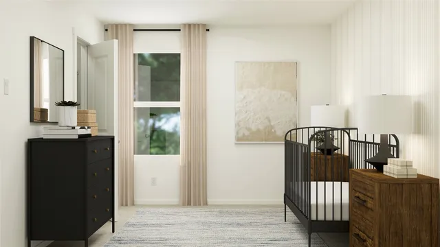 a view of a hallway with a living room