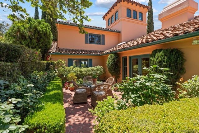 front view of a house with a garden