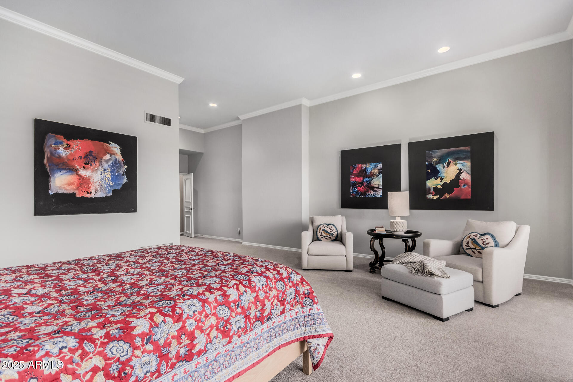 7878 East Gainey Ranch Road, Unit 41 Scottsdale, AZ 85258 - Photo 16 of 46 a bedroom with furniture and a flat screen tv