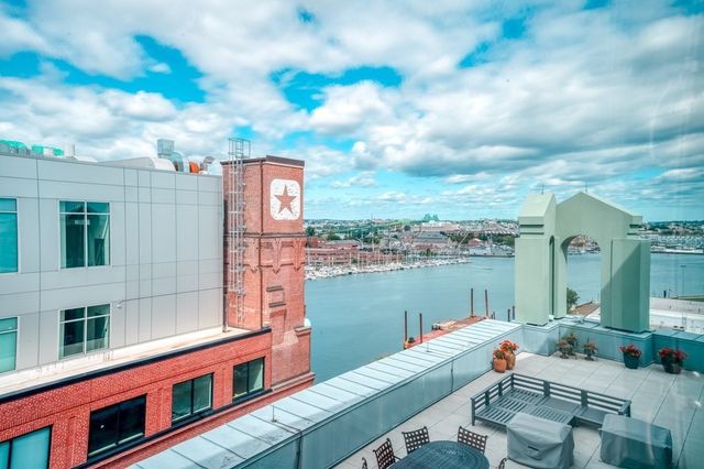 a balcony with city view