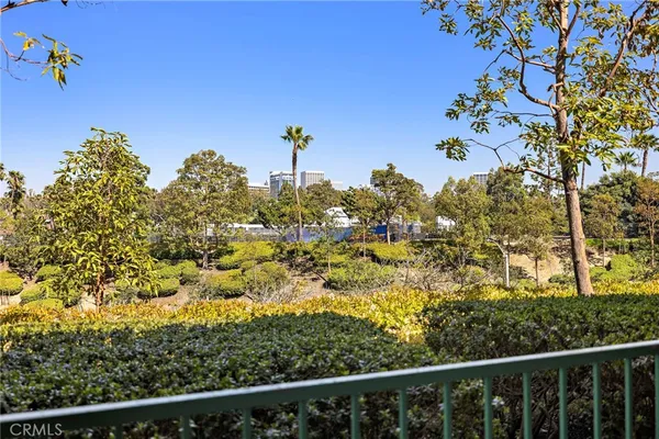 a view of a bunch of trees and a building