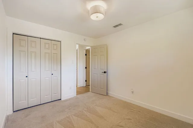 an empty room with a workbench