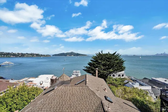 a view of a lake from a yard