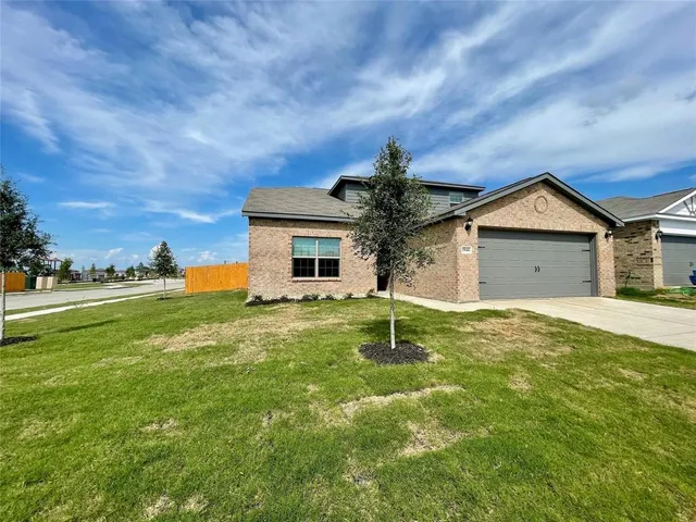 a backyard of a house with plants and garden
