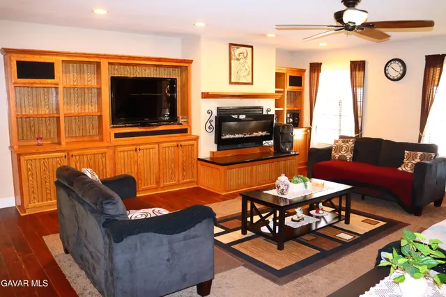 a view of a living room and dining room