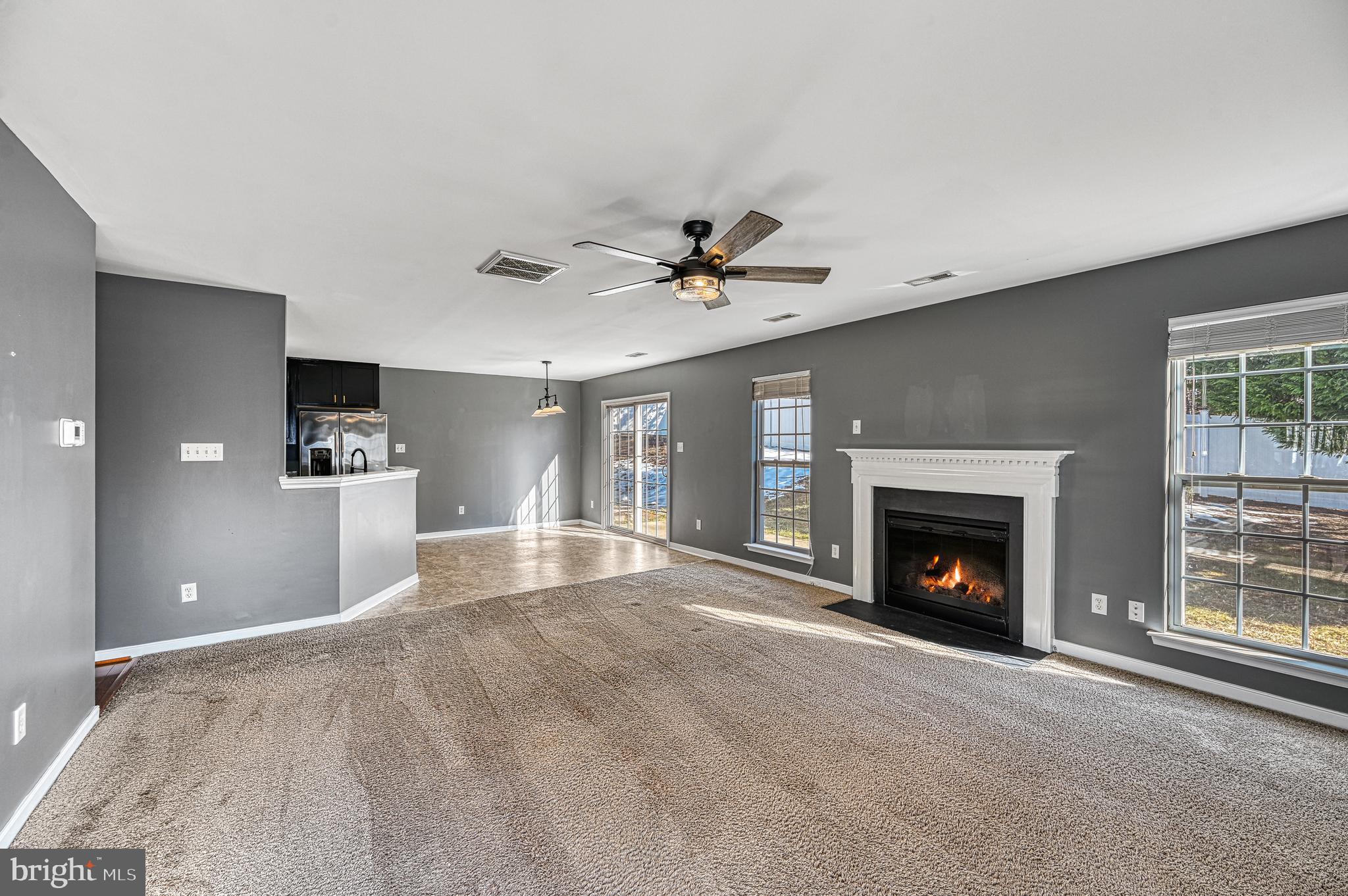 343 Cardinal Road Louisa, VA 23093 - Photo 13 of 48 a view of a livingroom with a fireplace a ceiling fan and window