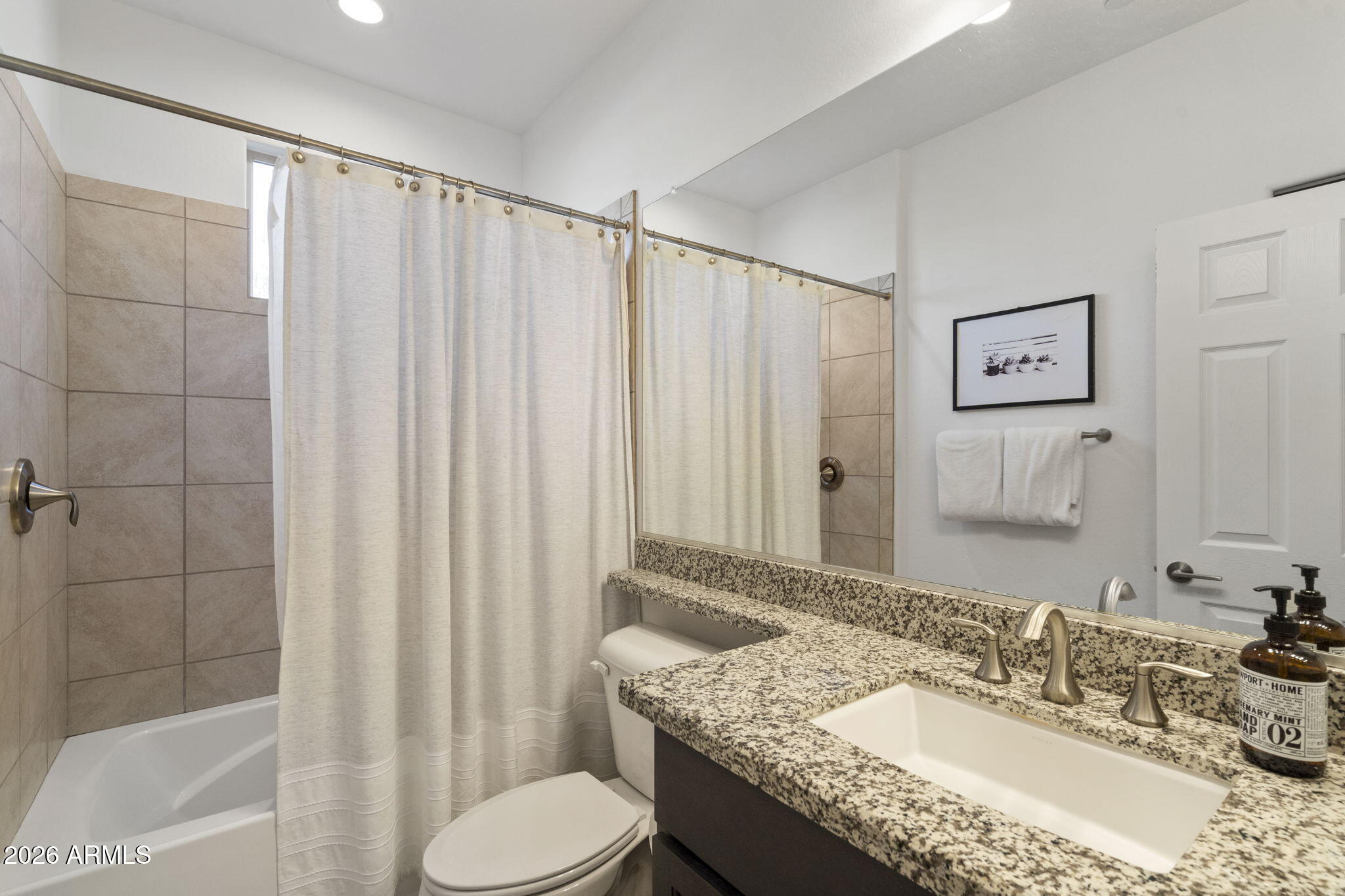 17521 East Silver Sage Lane Rio Verde, AZ 85263 - Photo 14 of 27 a bathroom with a granite countertop sink toilet and shower
