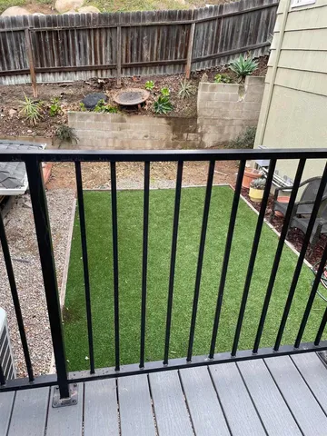 a view of yard from deck