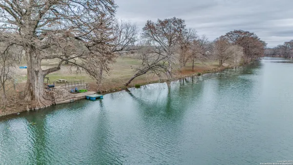 a view of a lake with houses