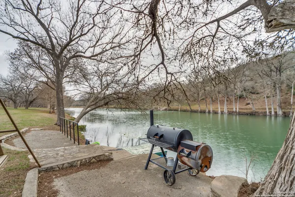 a view of a lake with a mountain in the background