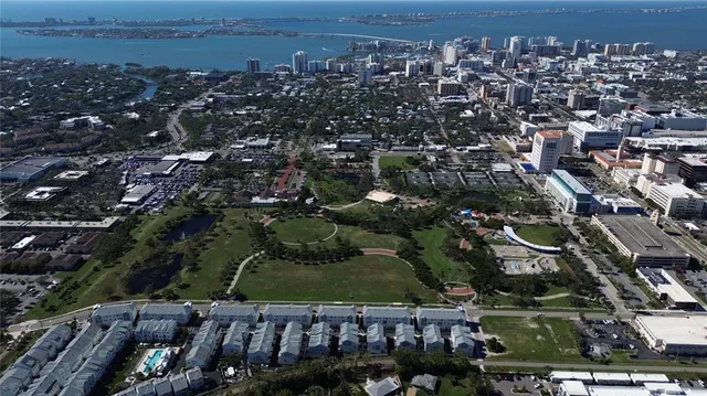 an aerial view of a house