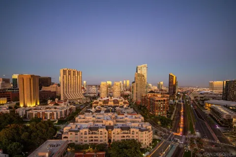 a view of city from balcony