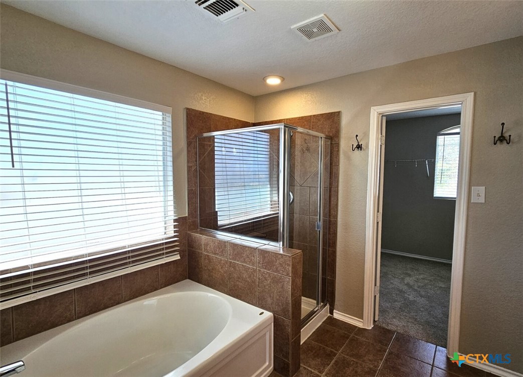 316 Julian Point Cibolo, TX 78108 - Photo 26 of 28 a bathroom with a tub and a shower