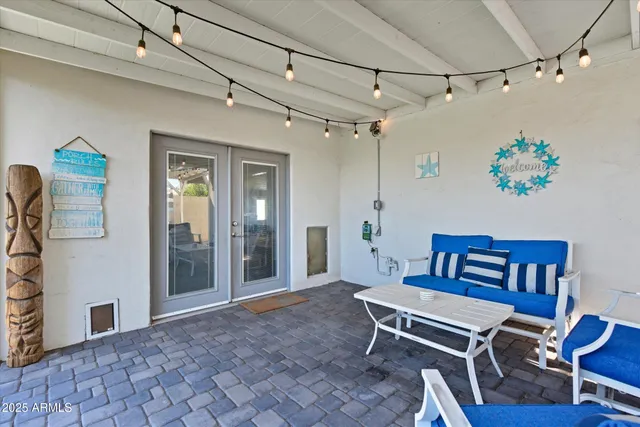 a outdoor space with furniture