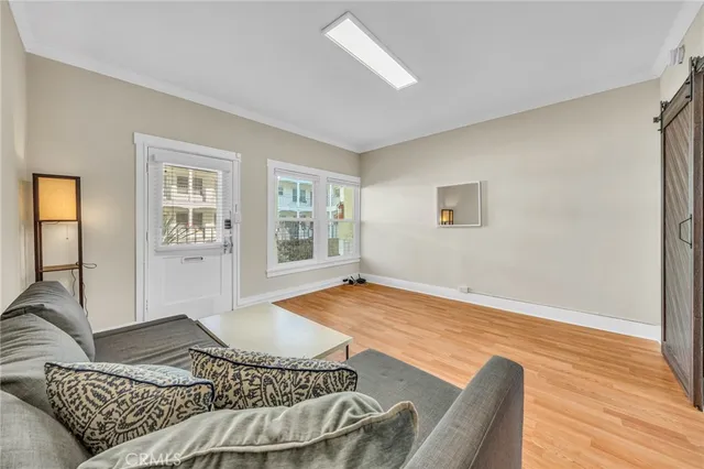 a living room with a couch and a table