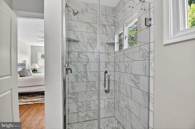 a bathroom with a shower