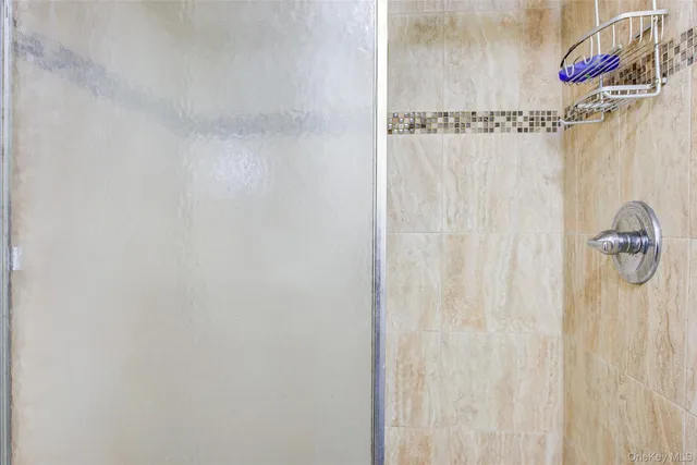 a close view of a shower curtain