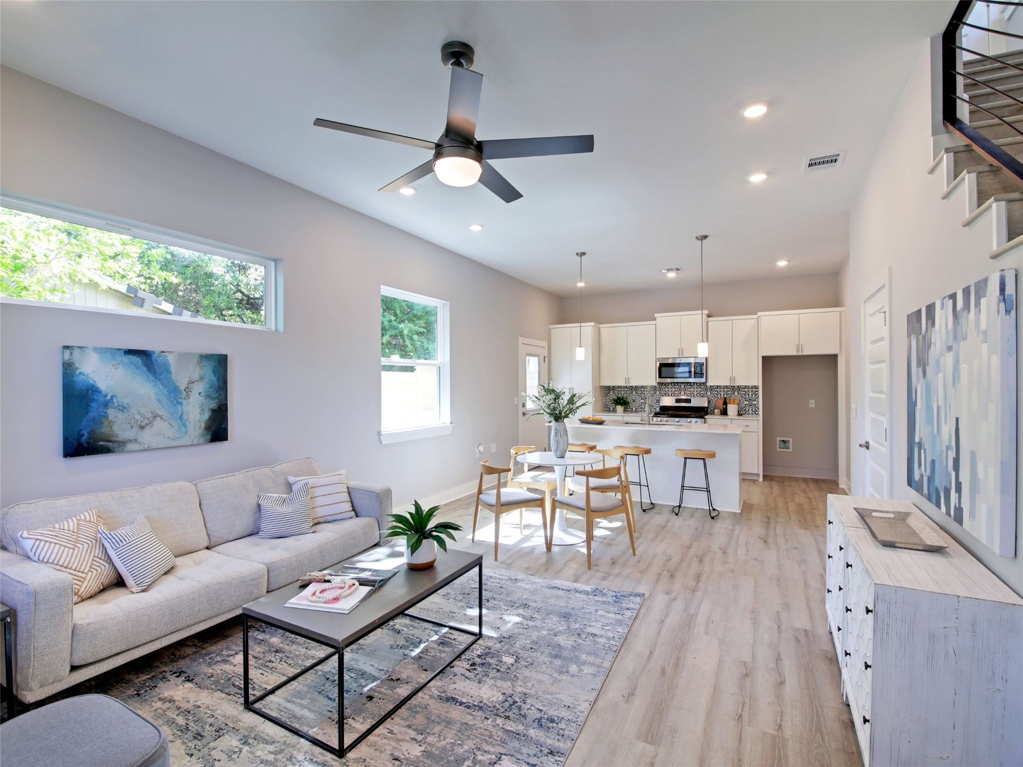 6111 Carnation Terrace, Unit 1 Austin, TX 78741 - Photo 8 of 23 a living room with furniture and kitchen view