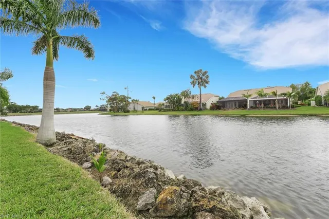 a view of a lake with houses